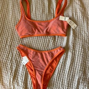 Orange sparkly aerie bikini, size small top & bottom